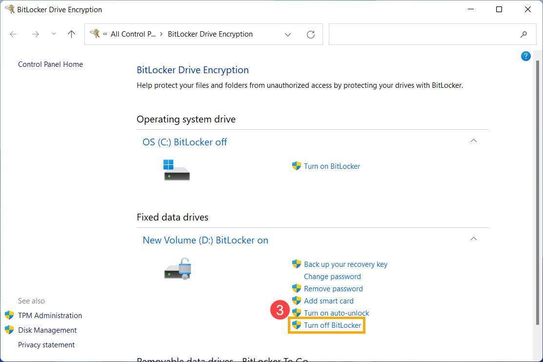 Шифрование устройства не отображается или не работает в windows 11/10